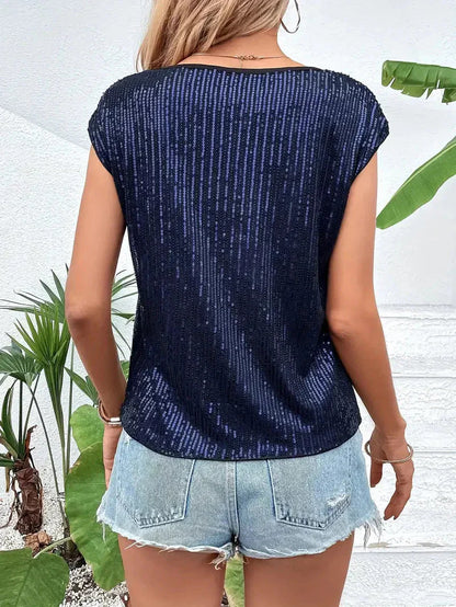 Linda – Sleeveless Glittery Blouse