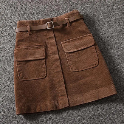 Junia – Ribbed Velvet Mini Skirt