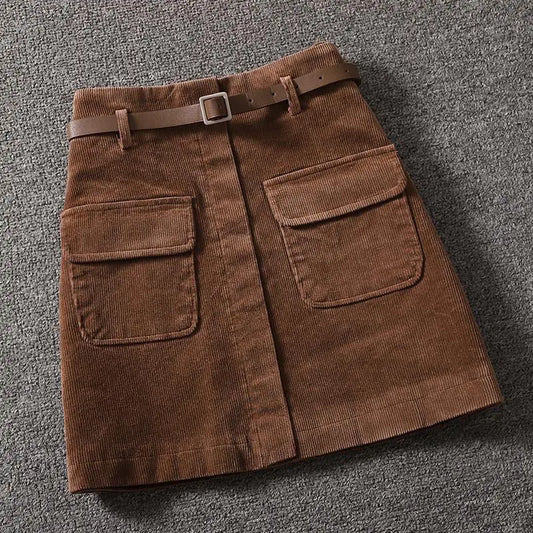 Junia – Ribbed Velvet Mini Skirt