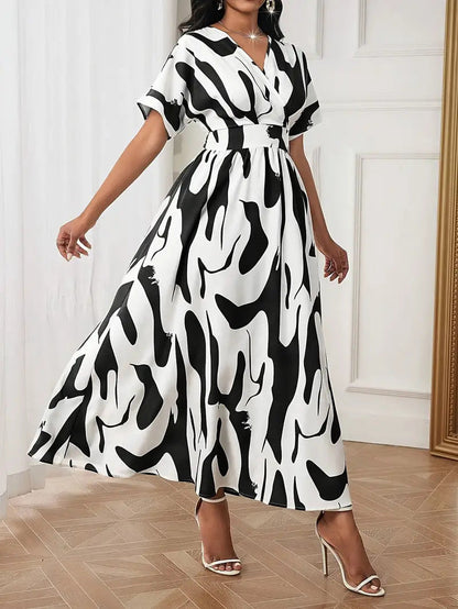Belle – Abstract Print Maxi Dress