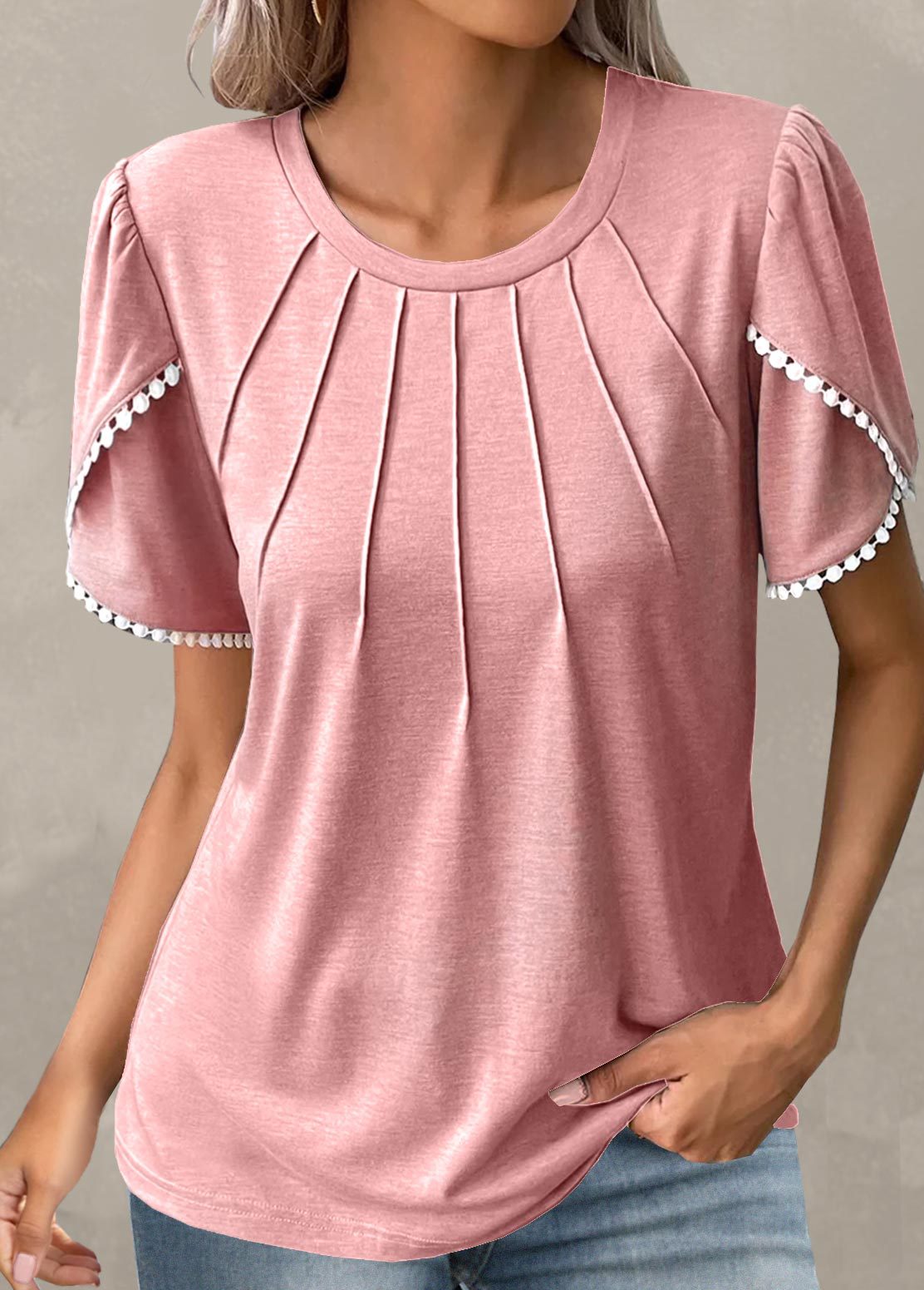 Alana – Pleated Half-Sleeved Top
