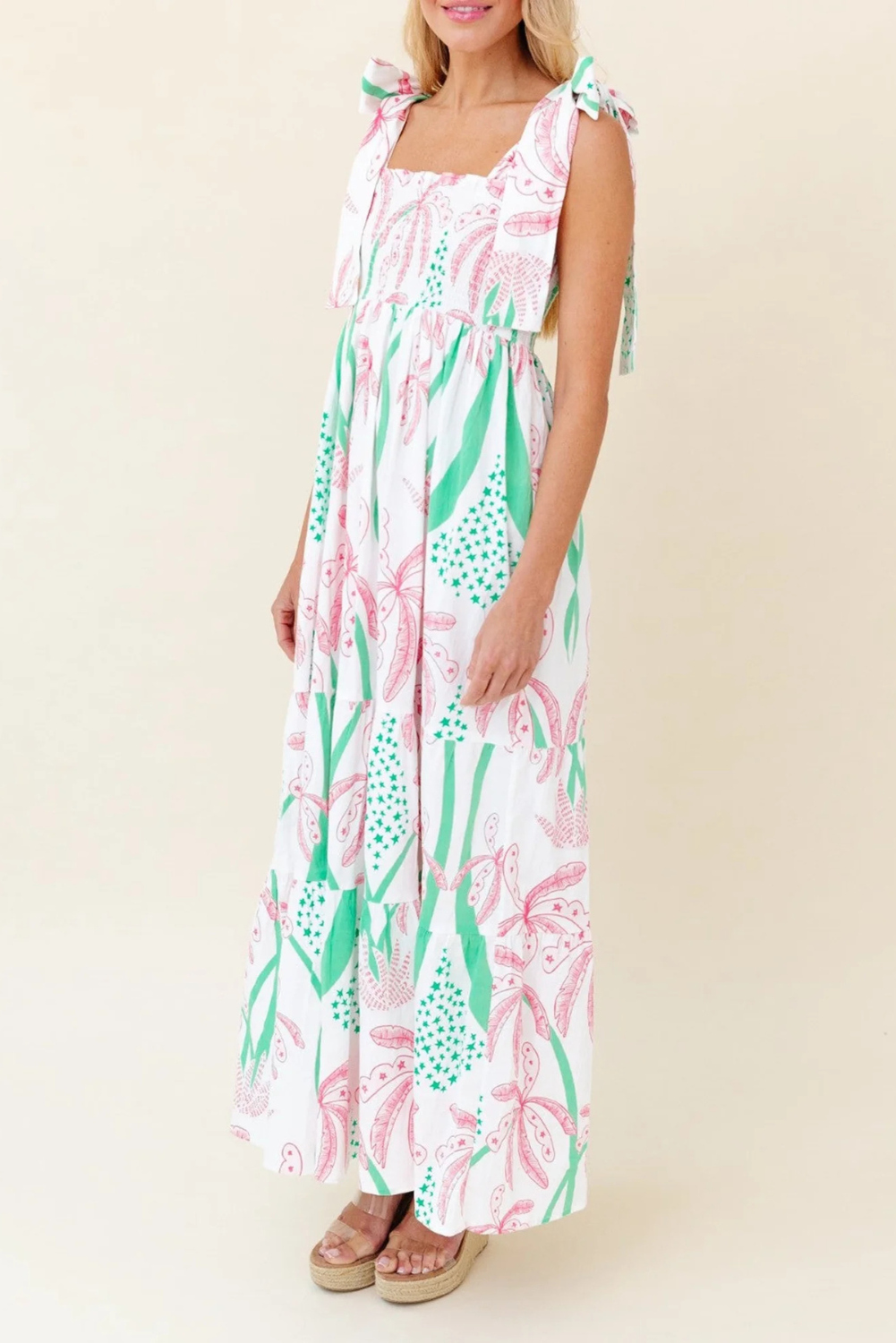 Saffron – Boho Smocked Maxi Dress