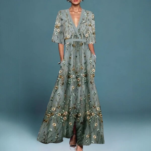 Maeve – Floral Embroidered Maxi Dress