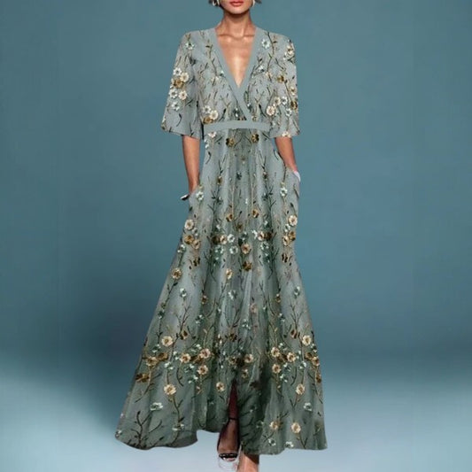 Maeve – Floral Embroidered Maxi Dress