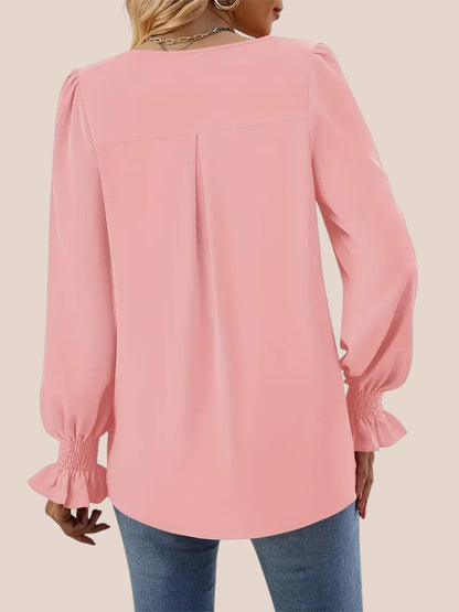 Bianca – Smocked Sleeve V-Neck Blouse