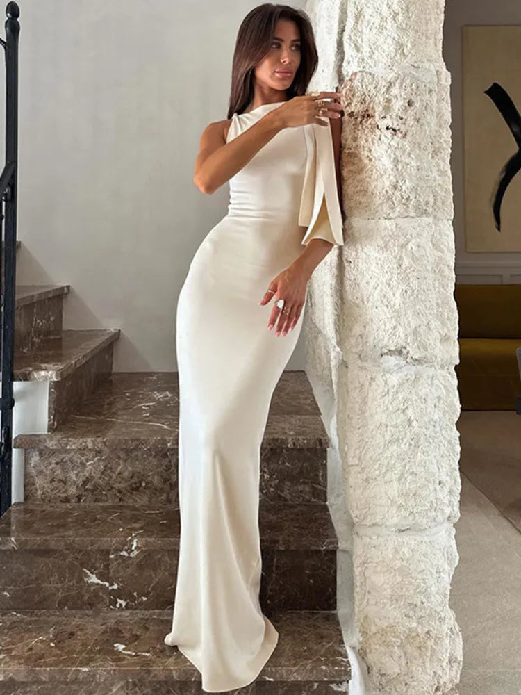Kylie – Elegant High Neck Maxi Dress