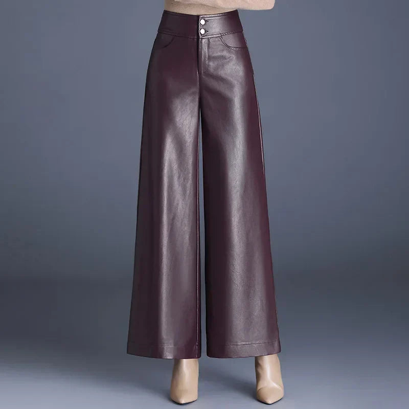 Dahlia – Wide-Cut Leather Trousers