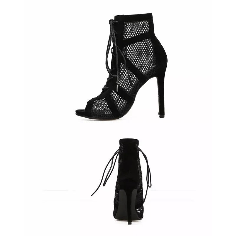 Rina – Mesh Lace-Up Sandals