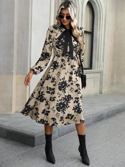 Rena – Elegant Bow-Tie Floral Dress