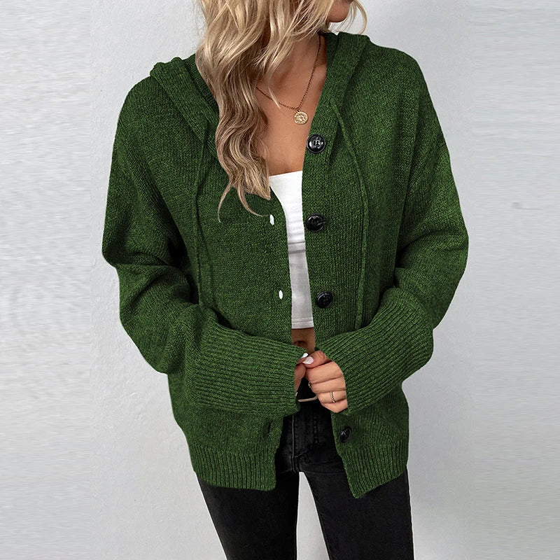 Alina –  Relaxed Hooded Knit Cardigan