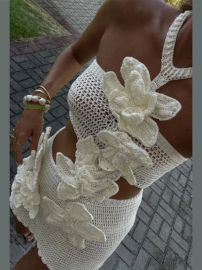 Camila – Crochet Flowered Mini Dress