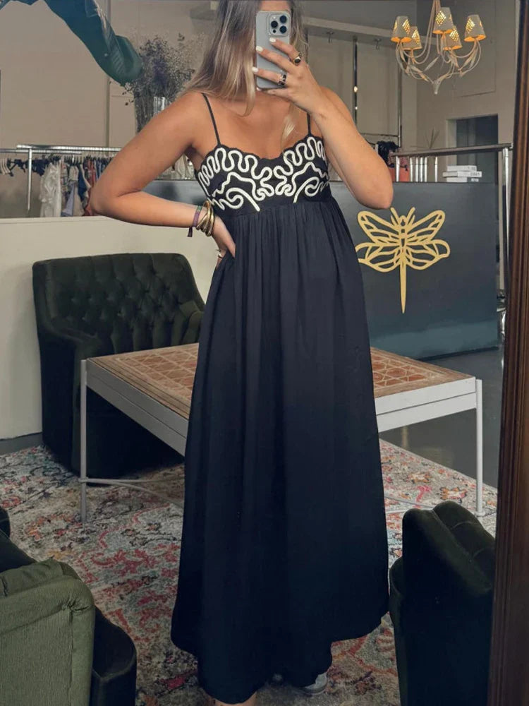 Serene – Embroidered Sleeveless Maxi Dress