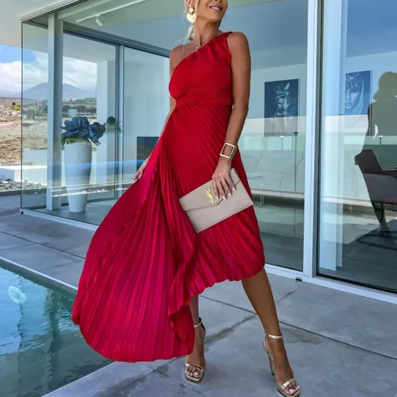 Skyla – Sculpted Pleats Maxi Dress