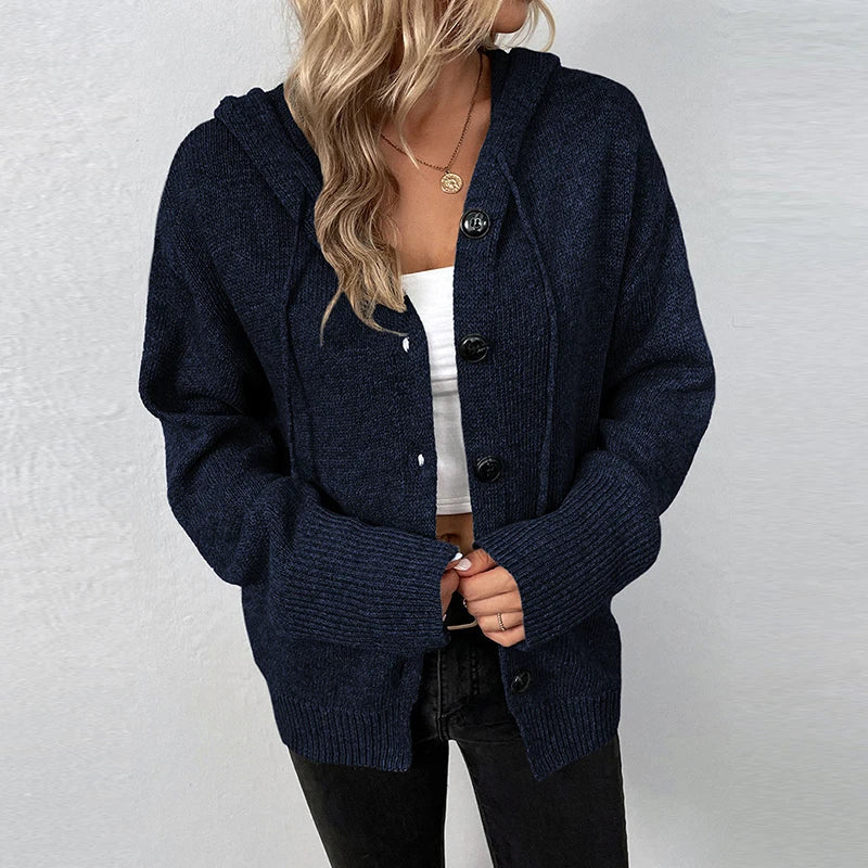 Alina –  Relaxed Hooded Knit Cardigan