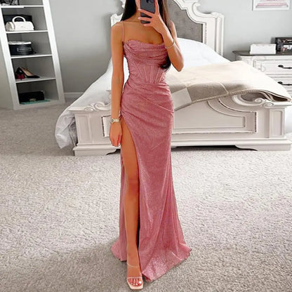 Saffron – Elegant Glitter Maxi Dress