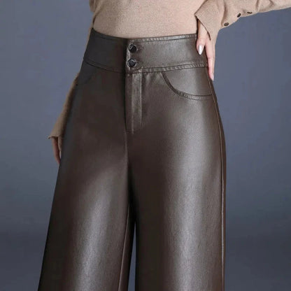 Dahlia – Wide-Cut Leather Trousers