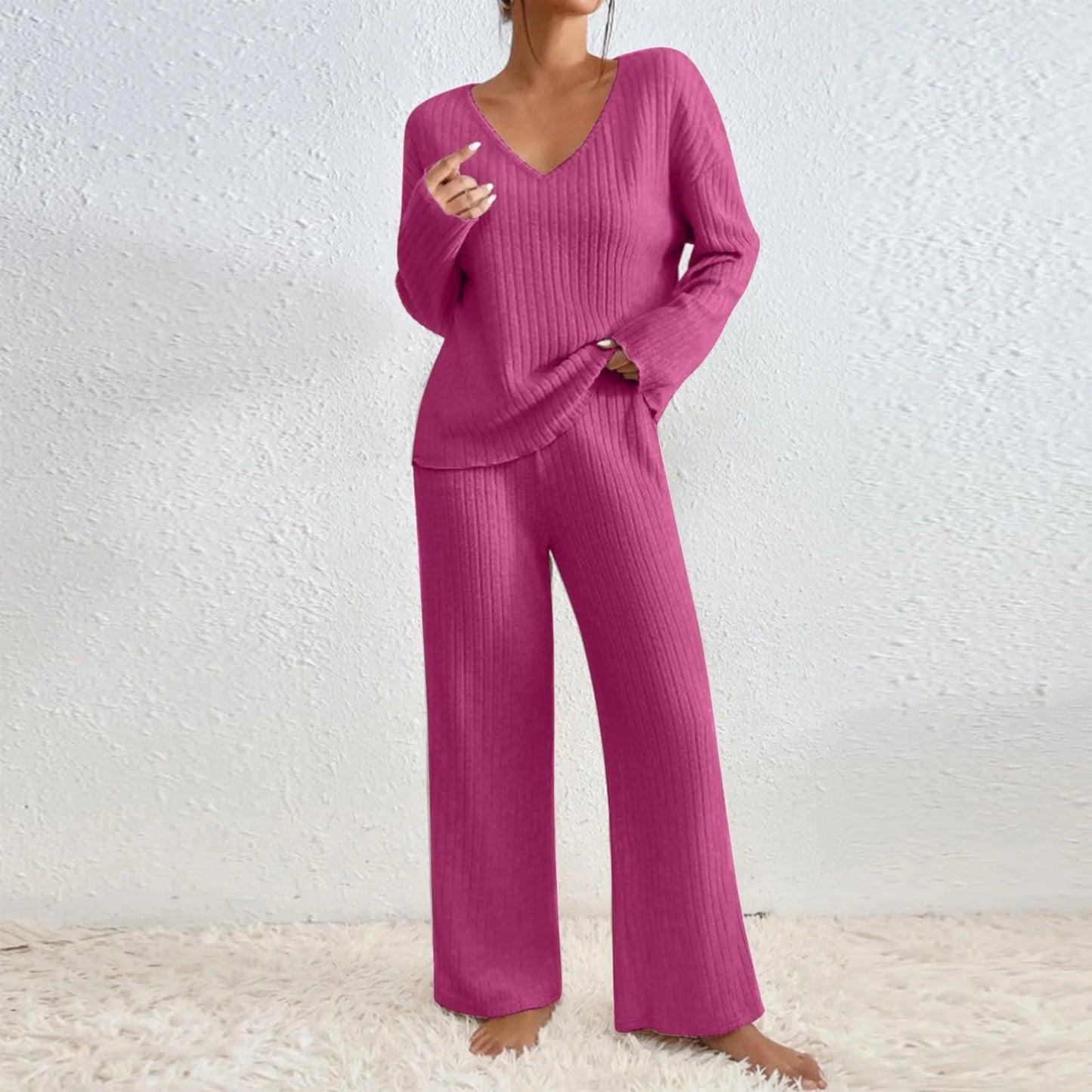 Bianca – V-Neck Knit Lounge Set