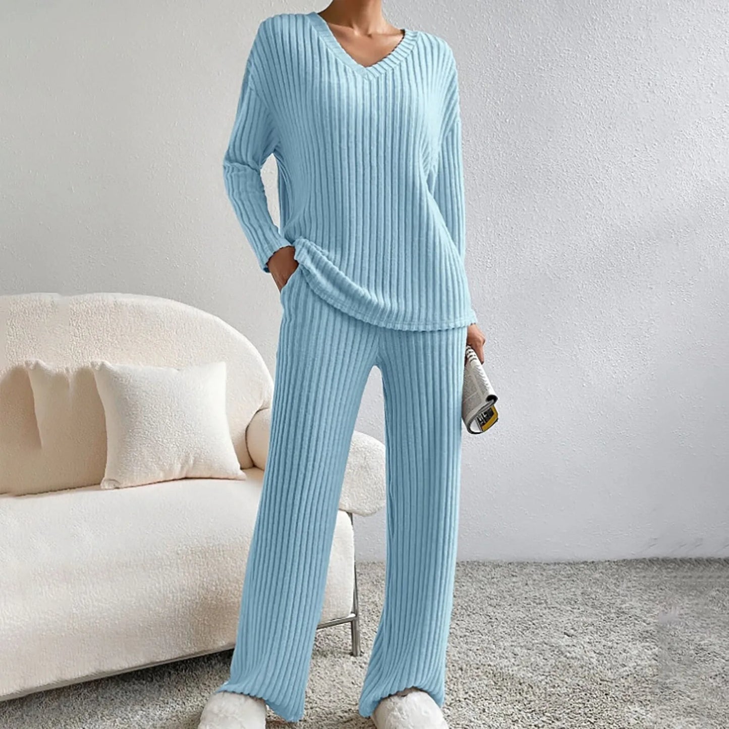 Bianca – V-Neck Knit Lounge Set