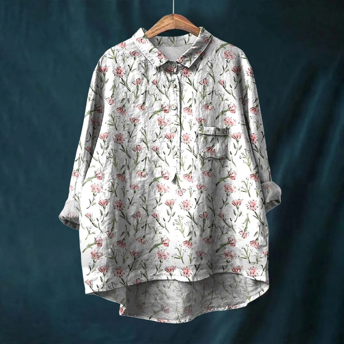 Leah – Elegant Long Sleeve Floral Shirt