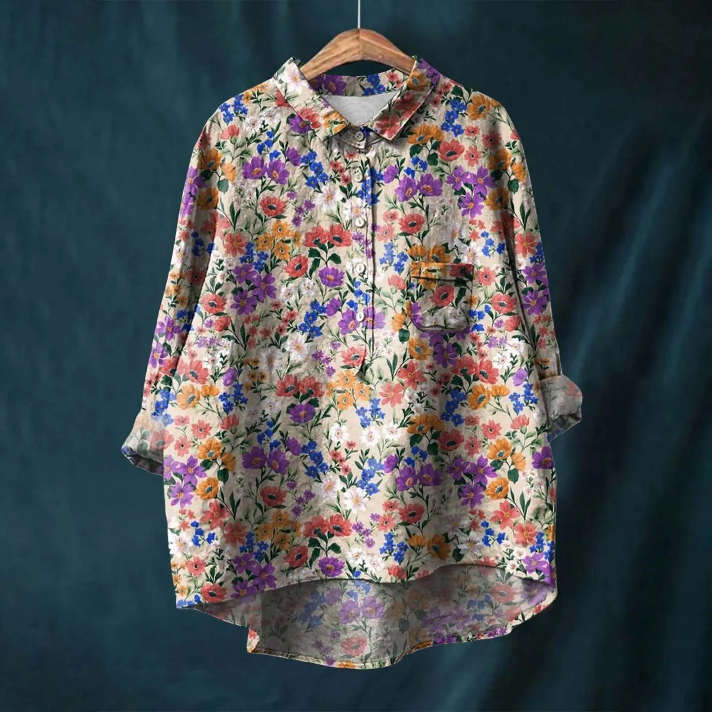 Leah – Elegant Long Sleeve Floral Shirt
