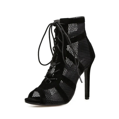Rina – Mesh Lace-Up Sandals