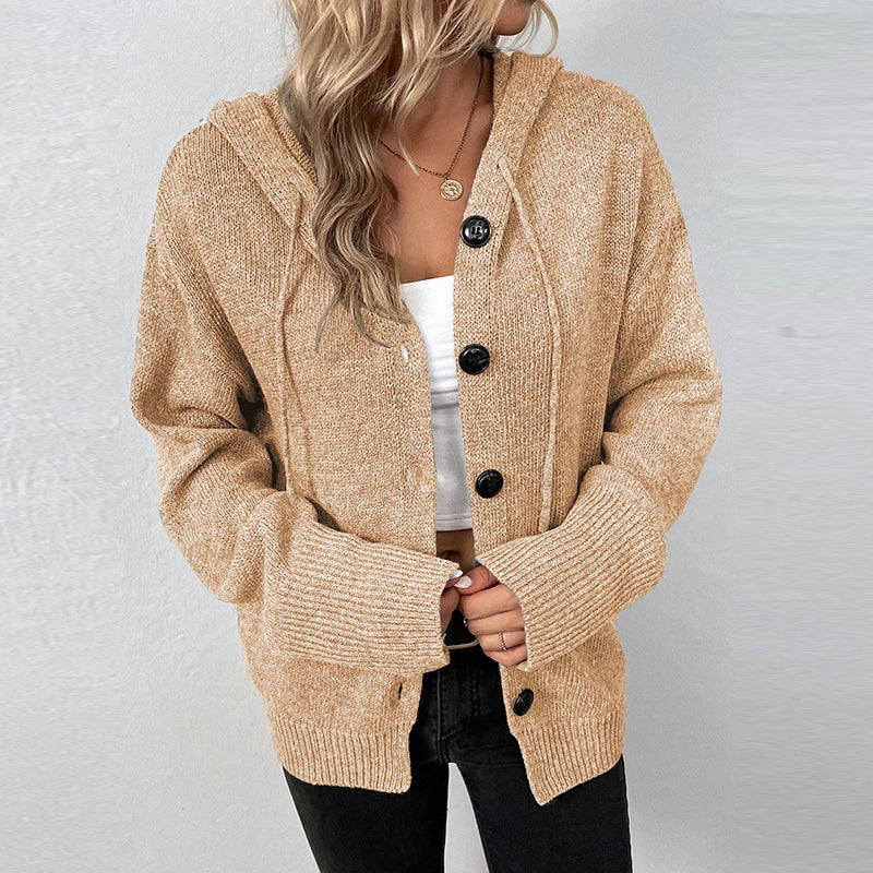 Alina –  Relaxed Hooded Knit Cardigan