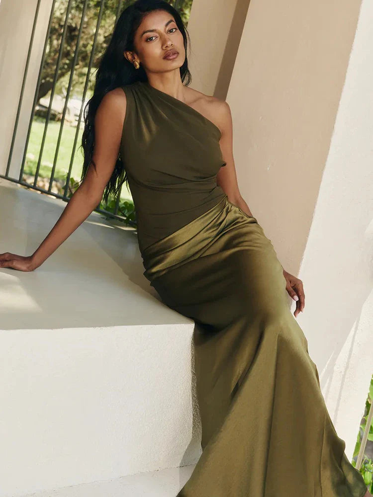 Melody – One-Shoulder Patchwork Maxi Dress