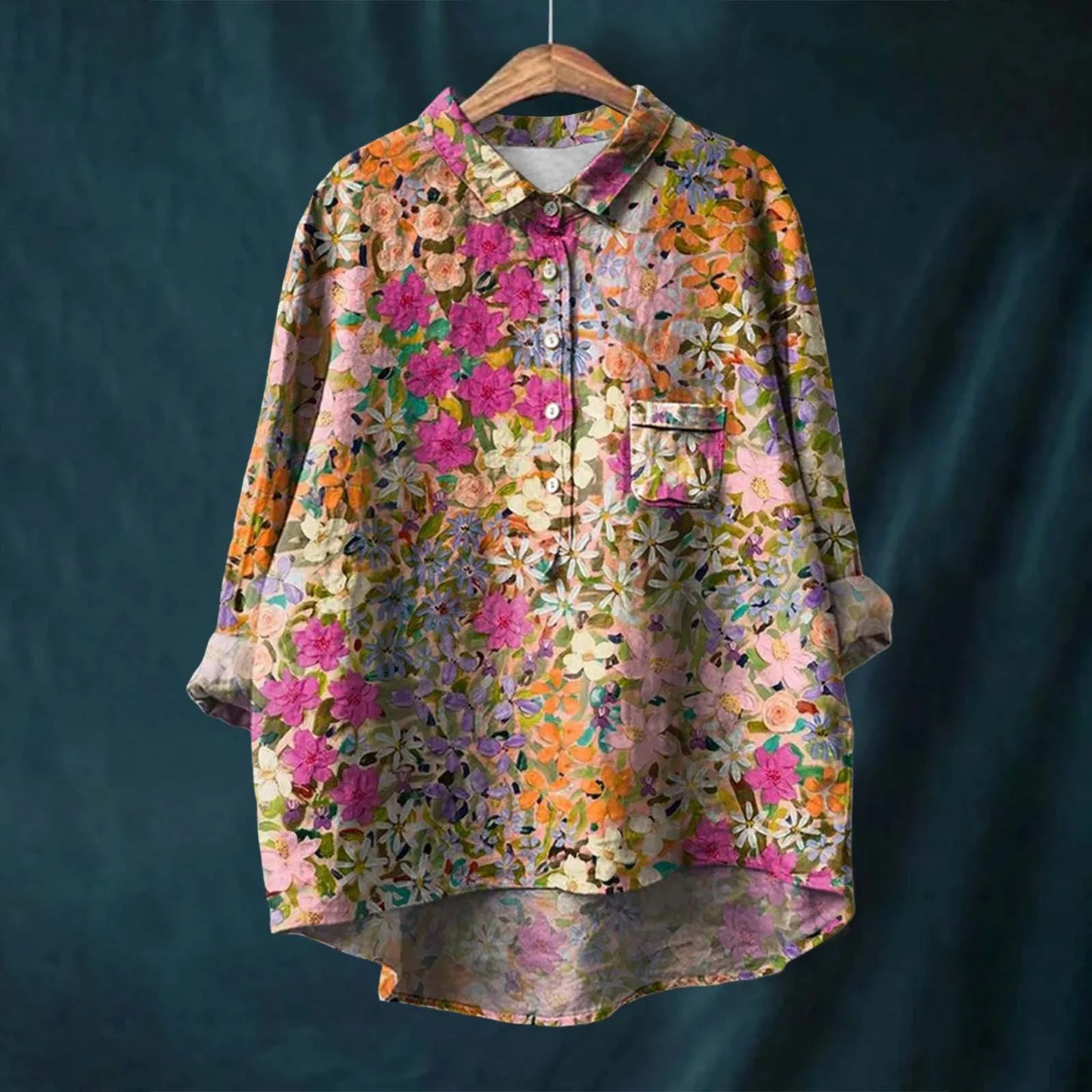 Leah – Elegant Long Sleeve Floral Shirt