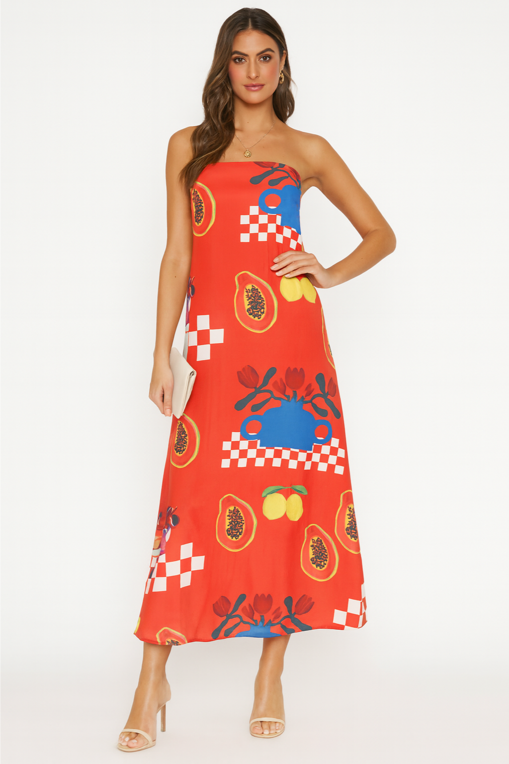 Fleur – Tropical Print Strapless Dress