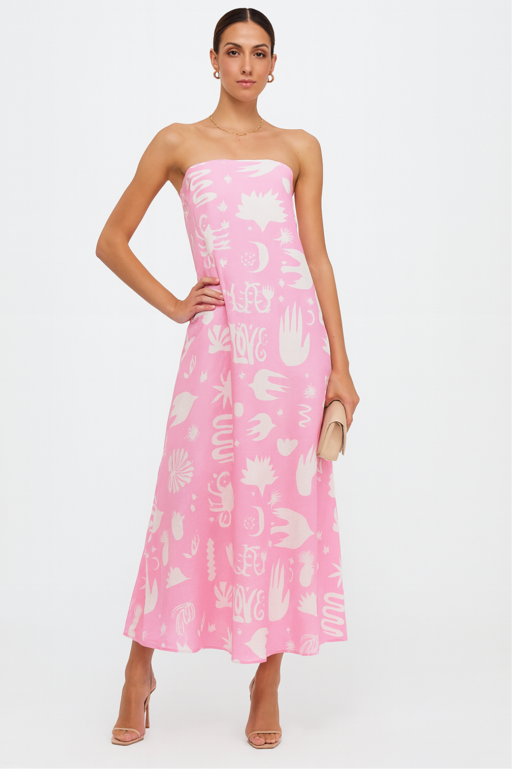 Fleur – Tropical Print Strapless Dress