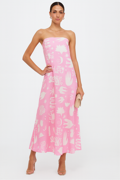Fleur – Tropical Print Strapless Dress