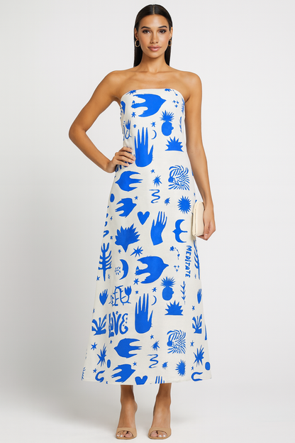 Fleur – Tropical Print Strapless Dress