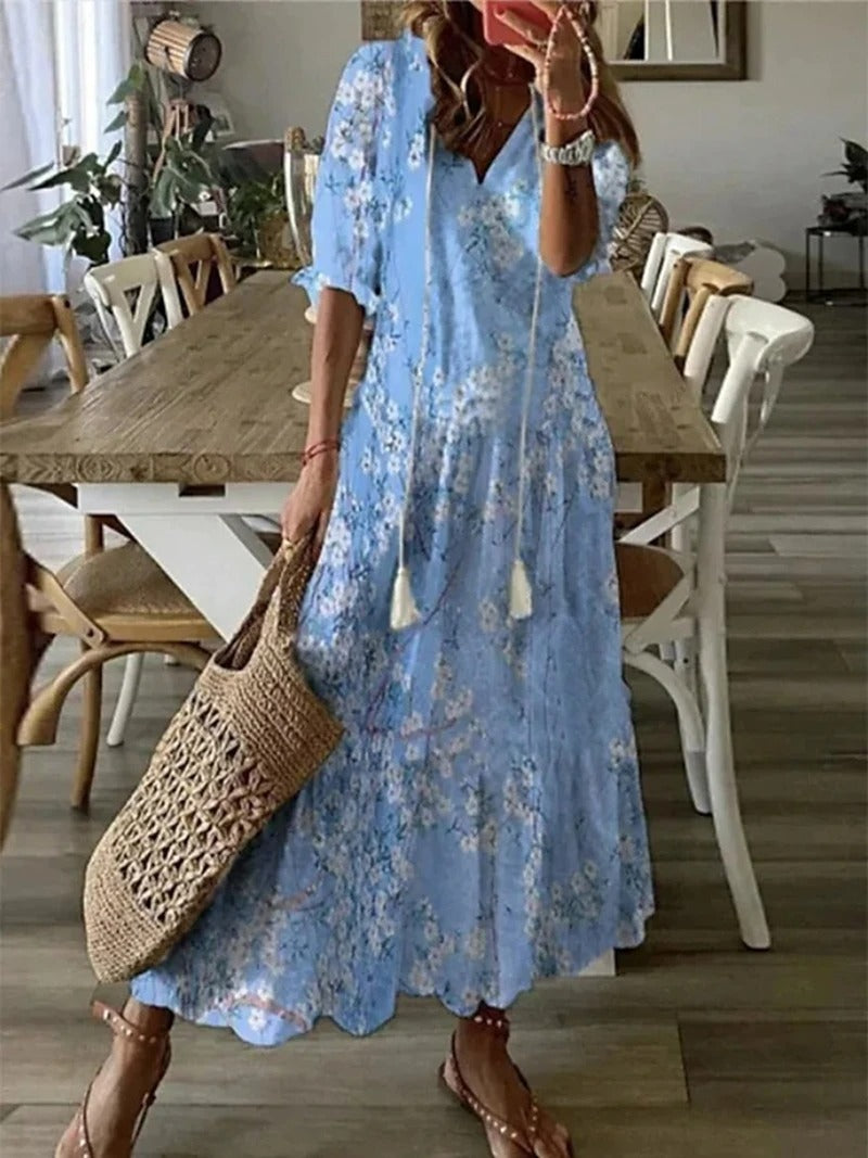 Capri – V-Neck Boho Maxi Dress