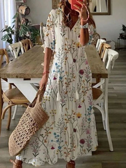 Capri – V-Neck Boho Maxi Dress