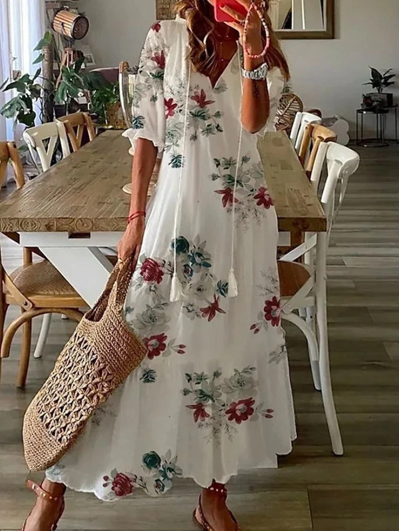 Capri – V-Neck Boho Maxi Dress