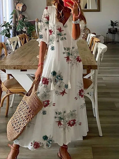 Capri – V-Neck Boho Maxi Dress