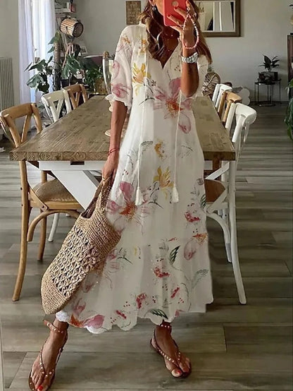 Capri – V-Neck Boho Maxi Dress