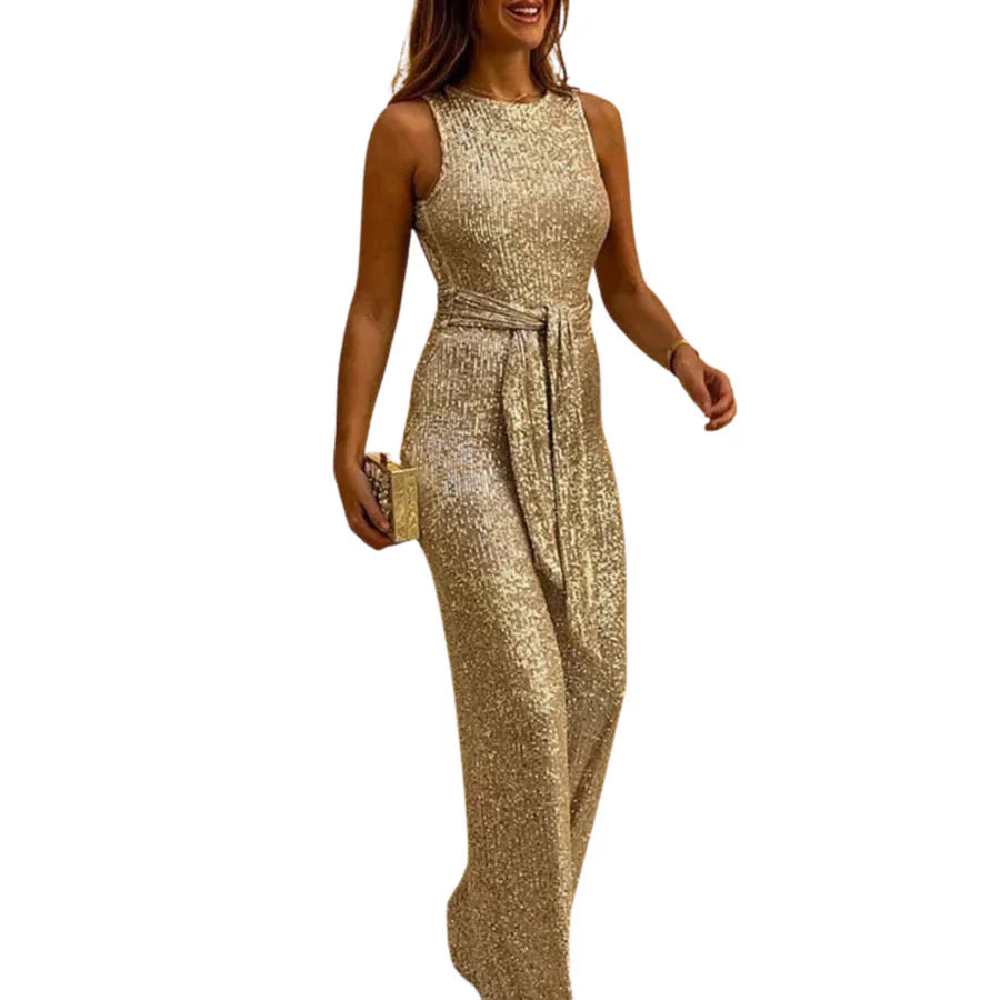 Lila – Backless Glitter Jumpsuit