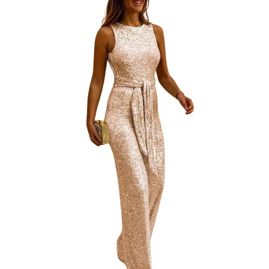 Lila – Backless Glitter Jumpsuit