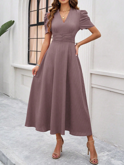 Zuri – Puff Sleeves Midi Dress