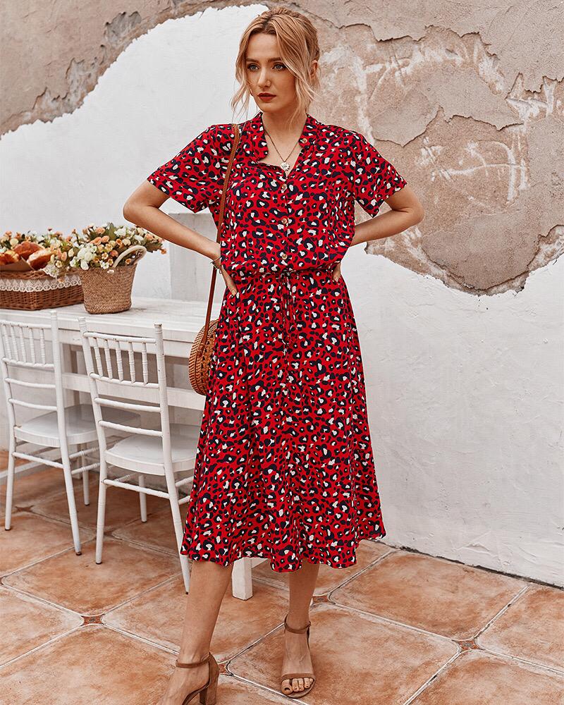 Molly – Elegant Leopard Print Midi Dress