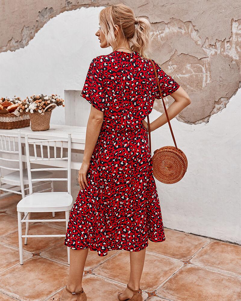 Molly – Elegant Leopard Print Midi Dress