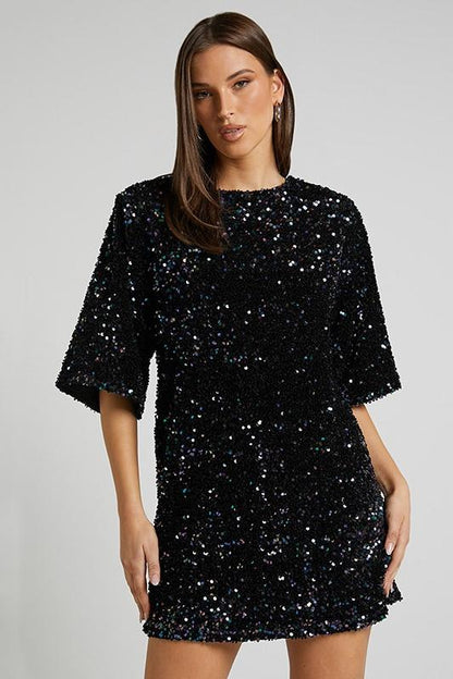 Lilly – Backless Sequin Mini Dress