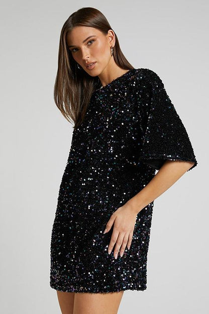 Lilly – Backless Sequin Mini Dress