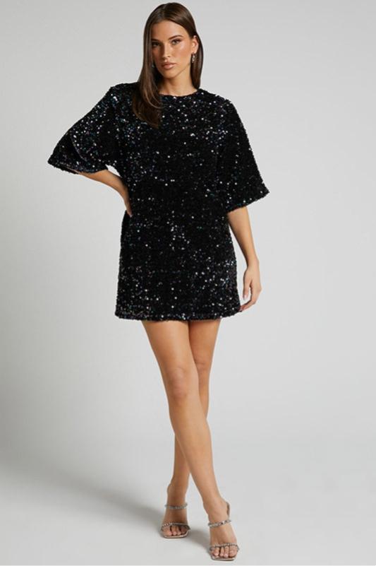 Lilly – Backless Sequin Mini Dress