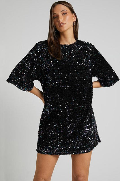 Lilly – Backless Sequin Mini Dress