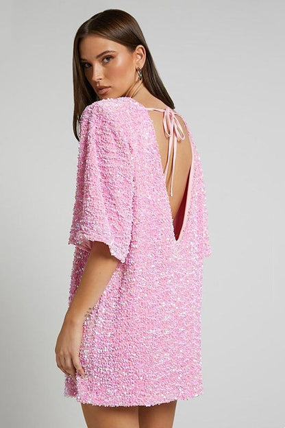 Lilly – Backless Sequin Mini Dress
