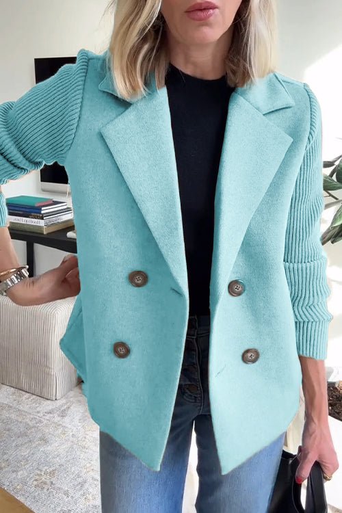 Zella – Double-Breasted Knit Sleeve Blazer