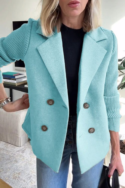 Zella – Double-Breasted Knit Sleeve Blazer