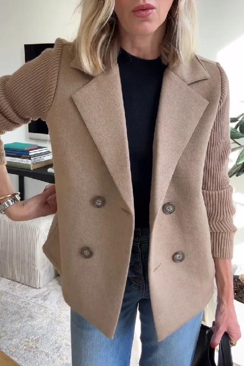 Zella – Double-Breasted Knit Sleeve Blazer